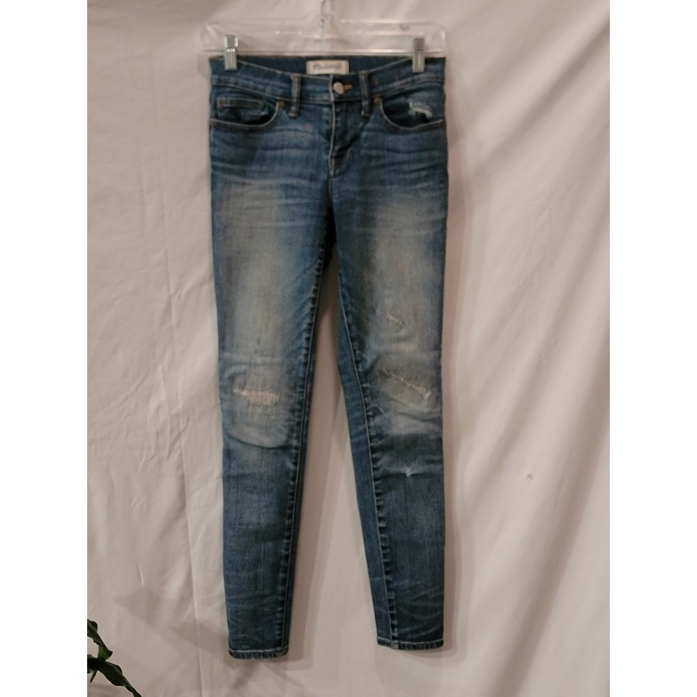 Madewell Skinny Skinny Jeans Medium Wash Distressed Denim B0233 Blue Womens 24